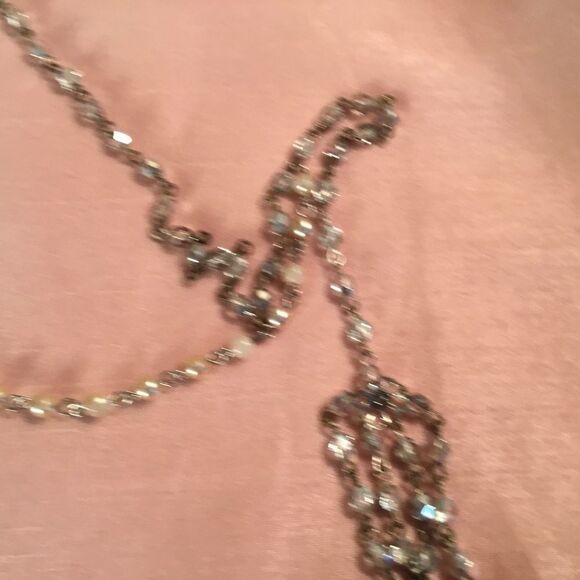 Silvertone Sparkle Necklace With Tassel - Picture 3 of 4